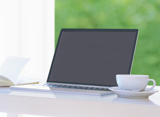 Fototapeta premium computer and coffee