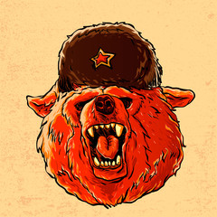 Illustration of a soviet bear .symbol of Russia.russian bear 