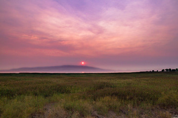 Wildfire smokey sunset