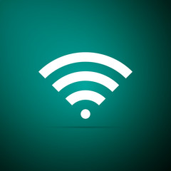 Wi-Fi wireless internet network symbol icon isolated on green background. Flat design. Vector Illustration