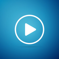 Play icon isolated on blue background. Flat design. Vector Illustration © mingirov
