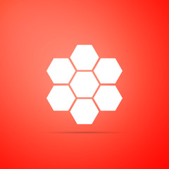 Honeycomb sign icon isolated on orange background. Honey cells symbol. Sweet natural food. Flat design. Vector Illustration