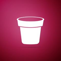 Flower pot icon isolated on purple background. Flat design. Vector Illustration