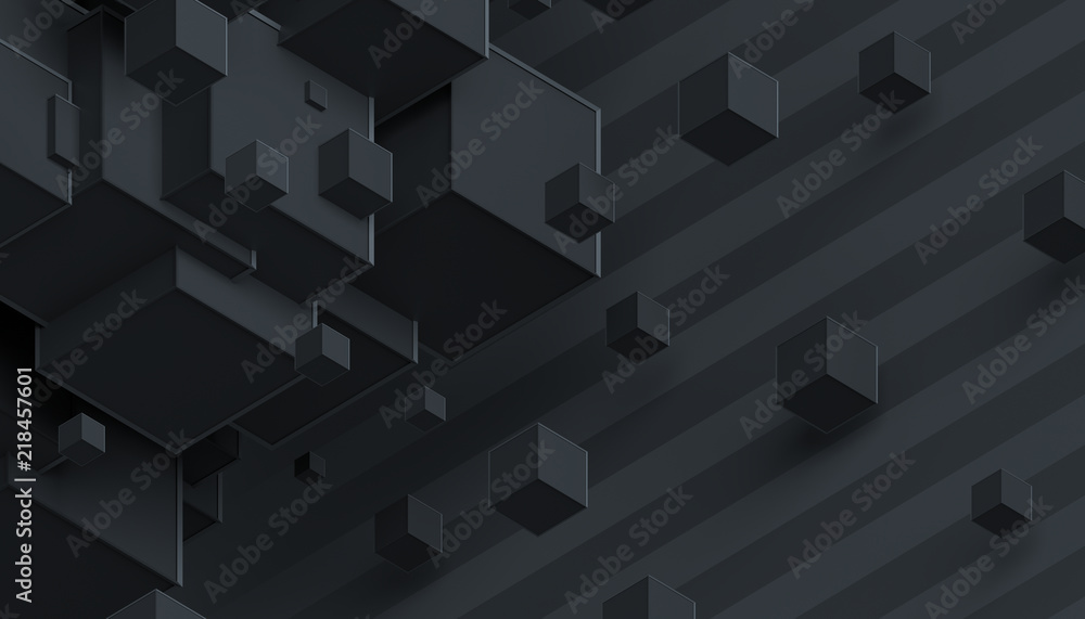 Poster abstract 3d rendering of geometric shapes. composition with cubes. modern background design for post