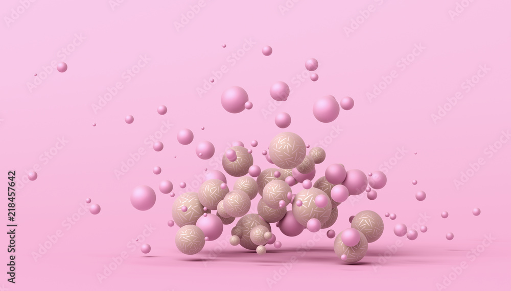 Poster abstract 3d rendering of geometric shapes. modern composition. background design with spheres for po