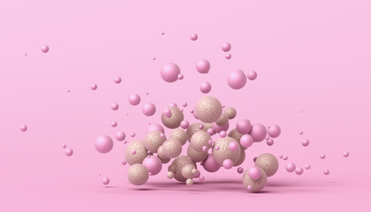 Abstract 3d rendering of geometric shapes. Modern composition. Background design with spheres for poster, cover, branding, banner, placard. © VAlex