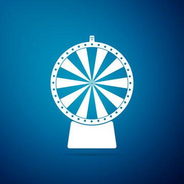 Lucky wheel icon isolated on blue background. Flat design. Vector Illustration