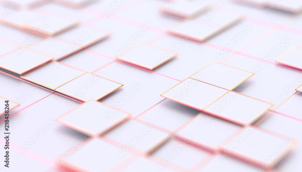 Poster abstract 3d rendering of geometric shapes. composition with squares. futuristic surface design. mode