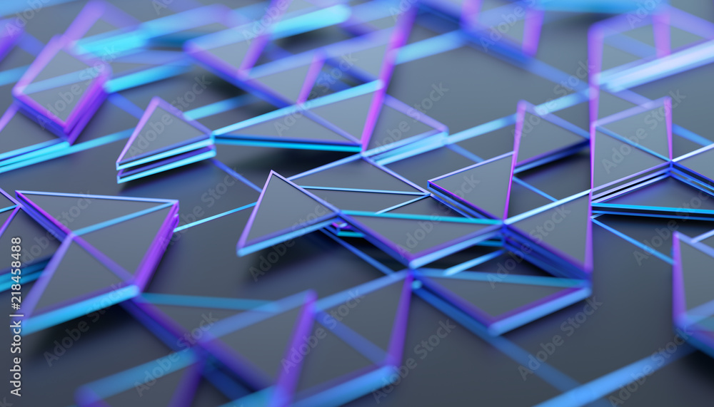 Poster abstract 3d rendering of geometric surface. composition with triangles. futuristic modern background
