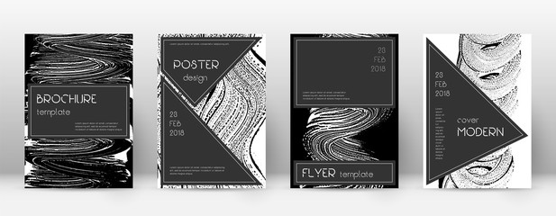 Cover page design template. Black brochure layout. Beauteous trendy abstract cover page. Black and w