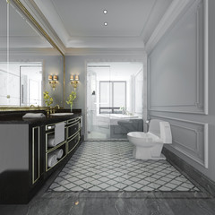 3d rendering luxury modern design bathroom and toilet