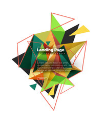 Triangular design abstract background, landing page. Low poly style colorful triangles on white