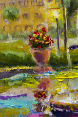 Vase mit Blumenfragment der Ölgemälde-Impressionismus-Kunst © weris7554