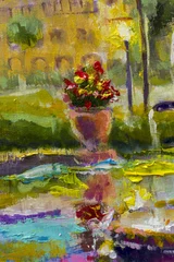 Vase mit Blumenfragment der Ölgemälde-Impressionismus-Kunst © weris7554