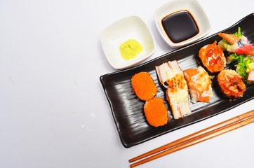 Sushi on white background