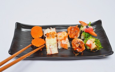 Sushi on white background