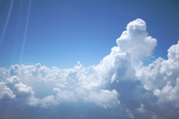 Naklejka na ściany i meble huge mountains of clouds against the blue sky. clean, beautiful, calm=