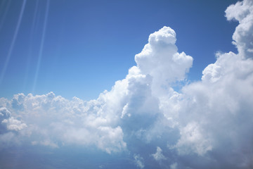 Naklejka na ściany i meble huge mountains of clouds against the blue sky. clean, beautiful, calm=