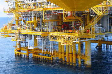 Offshore construction platform for production oil and gas, Oil and gas industry and hard...