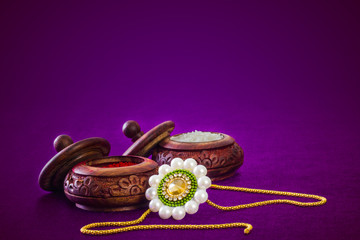 Raksha bandhan Close up of rakhi with kumkum