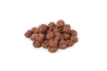 Corn flakes chocolate rings isolated on white background.