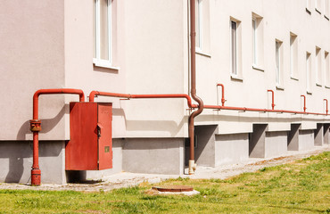 gas distributor on the wall of the house