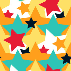 Abstract colorful stars decorative vector seamless pattern