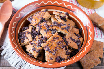 Russian traditional pastries. Cookies with poppy seeds and honey.