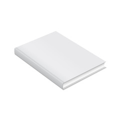 Blank book with white cover. Mock up magazine or brochure on a white background