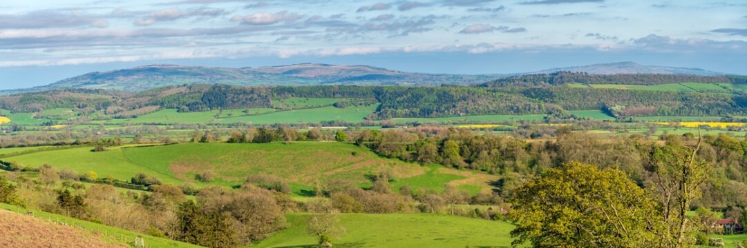View from Hope Bowdler Hill, near Church Stretton, Shropshire, England, UK