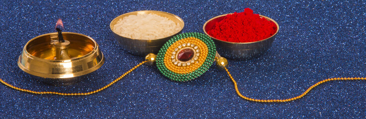 Raksha bandhan Close up of rakhi with kumkum