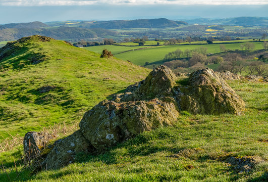 View from Hope Bowdler Hill, near Church Stretton, Shropshire, England, UK