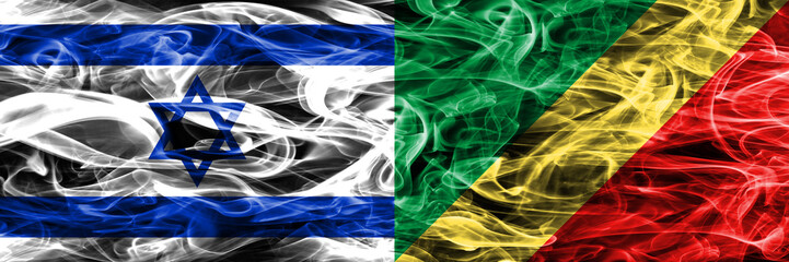 Israel vs Congo smoke flags placed side by side. Israeli and Congo flag together