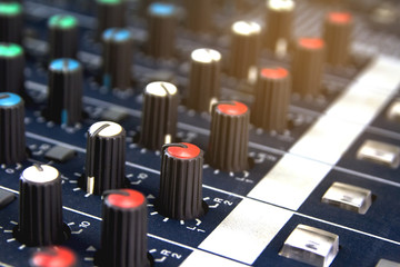 Volume control of the soundboard in the control room and voice recorder.