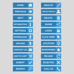 Collection of flat web buttons.