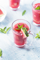 Cold summer drinks from Watermelon and mint leaves