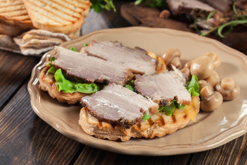 Sandwich with baked pork belly