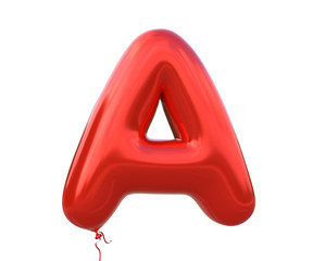 Red balloon font letter A made of realistic helium red balloon, 3d illustration with Clipping Path ready to use. For your unique balloon letter decoration; Christmas, New year and several occasion.