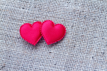 Red heart on sack