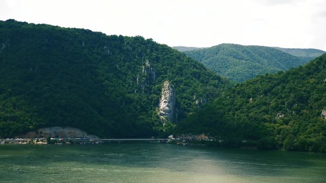 Decebal statue on the Danube river.
