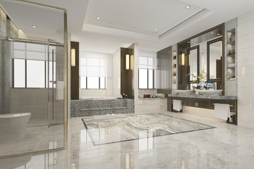 3d rendering luxury modern design bathroom and toilet