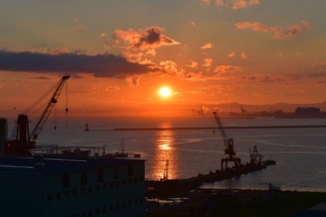 釧路港の夕日