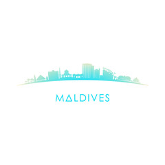 Maldives skyline silhouette. Vector design colorful illustration.