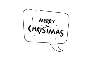 Merry Christmas brush handwritten lettering. Vector illustration.