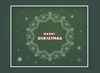 Merry Christmas inscription. Handwritten lettering with decoration. Vector illustration.