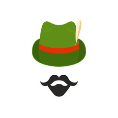 Avatar of man in traditional German hat with feather. Vector illustration for Oktoberfest.