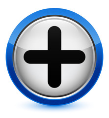 Plus icon crystal blue round button