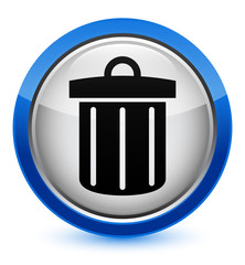 Recycle bin icon crystal blue round button