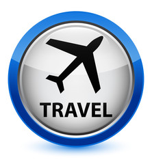 Obraz premium Travel (plane icon) crystal blue round button