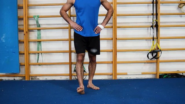 still shot of ankle exercises based on gymnastics fitness elements